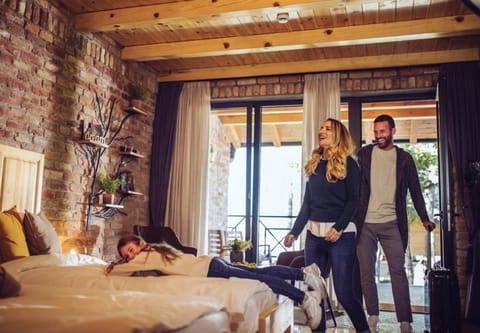 Bed, People, Bedroom, Guests