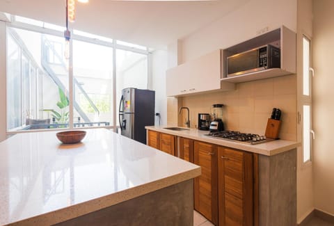 Coffee/tea facilities, Kitchen or kitchenette, stove