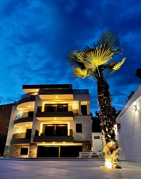 Property building, Night, Swimming pool