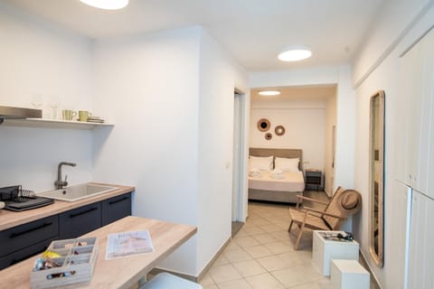Bed, Kitchen or kitchenette, Photo of the whole room, Dining area, Bedroom, hair dresser, towels, kitchen