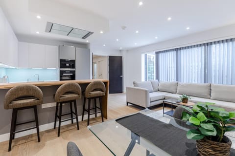 Kitchen or kitchenette, Living room, Seating area