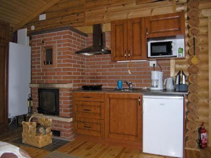 Kitchen or kitchenette, oven
