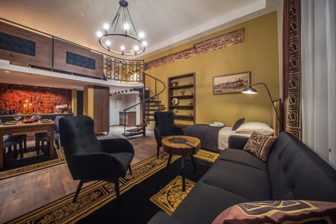 Kitchen or kitchenette, Living room, Seating area