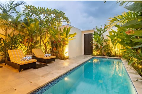 Night, Garden view, Pool view, Swimming pool, sunbed