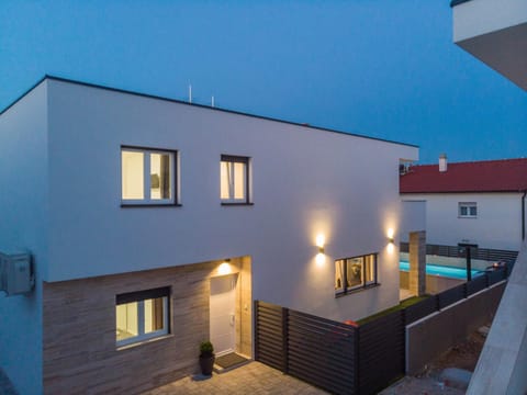 Property building, Night, Balcony/Terrace, Pool view, Swimming pool