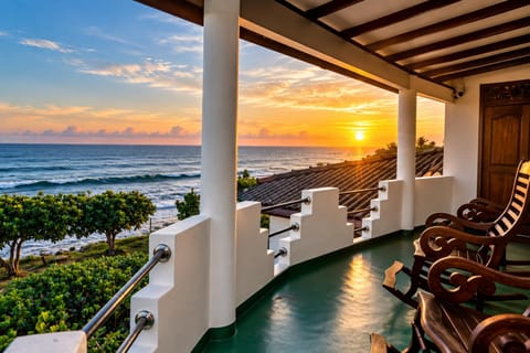 Day, View (from property/room), Balcony/Terrace, Seating area, Sea view, Sunset