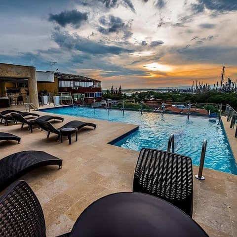 Pool view, Swimming pool, Sunrise, Sunset