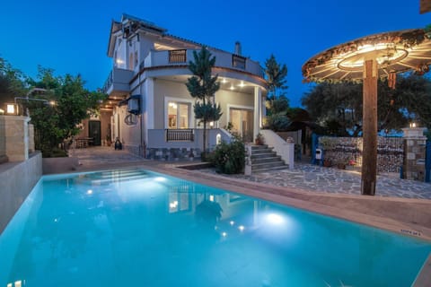 Property building, Night, Pool view, Swimming pool