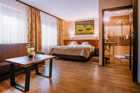 Shower, Bed, Bathroom, Photo of the whole room, Seating area