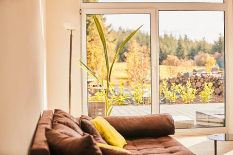 Living room, Seating area, Garden view