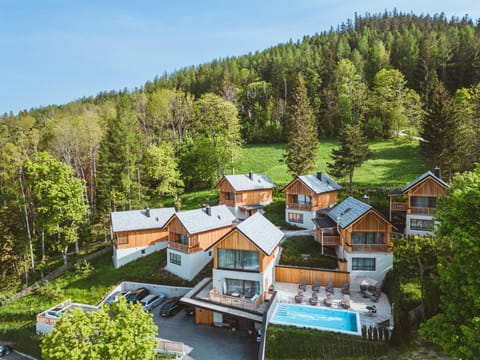 Property building, Spring, Day, Natural landscape, Bird's eye view, Mountain view, Pool view, Swimming pool