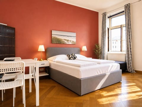 Property building, Bed, Seating area, Bedroom