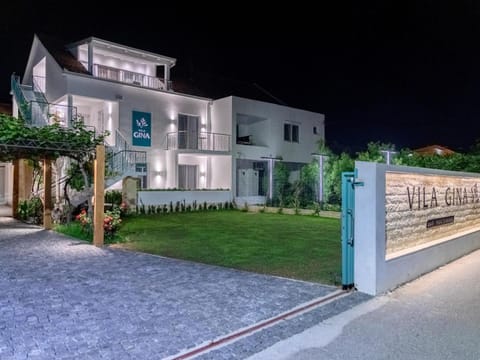 Property building, Night, Garden, Garden view