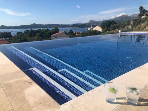 Magnificent new Villa Tofta on Lopud, Croatia. Sea views from the infinity pool Villa in Lopud