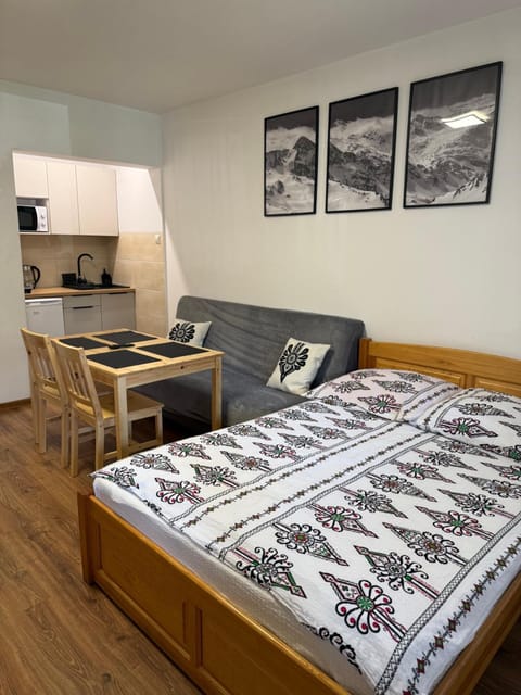 Bed, Kitchen or kitchenette, Photo of the whole room, Seating area
