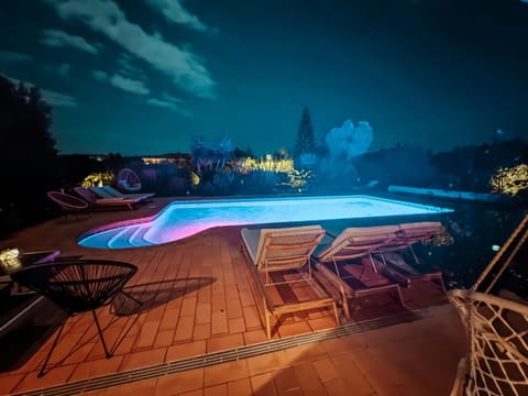 Night, Natural landscape, Pool view, Swimming pool, Swimming pool, sunbed