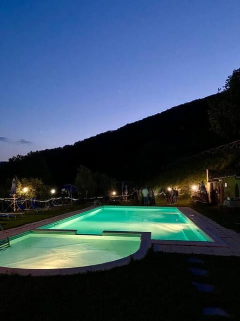 Night, Pool view, Swimming pool