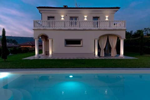 Property building, Swimming pool, Sunset