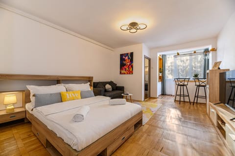 Bed, TV and multimedia, Living room, Photo of the whole room, Seating area, Bedroom