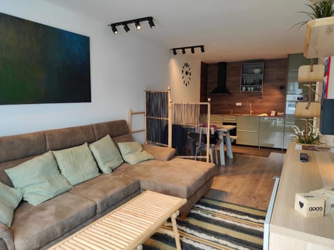 Kitchen or kitchenette, Living room, Seating area, Dining area