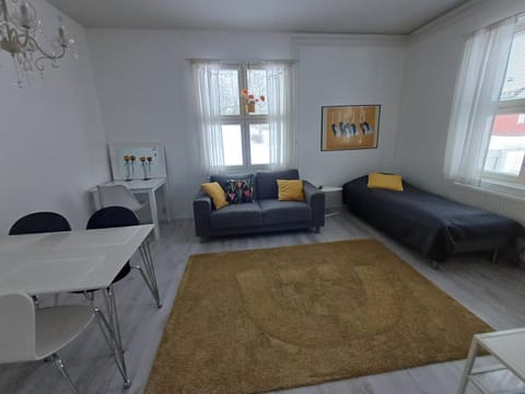 Bed, Living room, Seating area