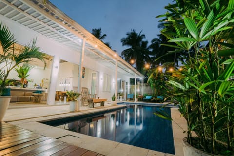 Patio, Night, Garden, Garden view, Pool view, Swimming pool, Swimming pool, sunbed