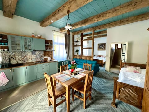 Kitchen or kitchenette, Living room, Dining area, stove
