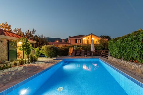 Property building, Swimming pool, Sunset