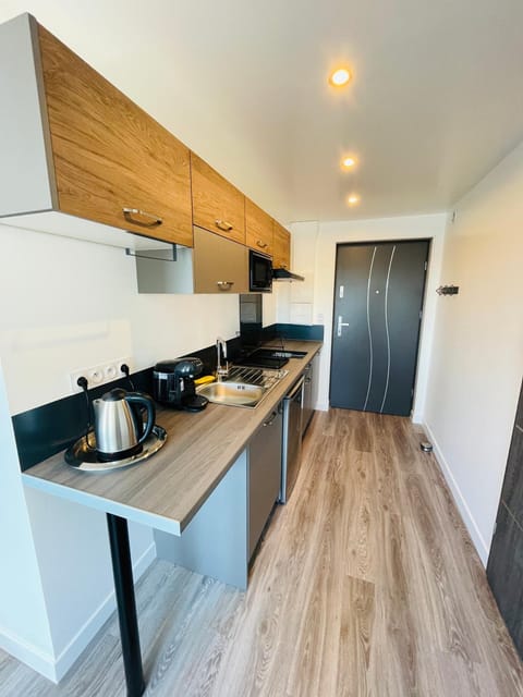 Kitchen or kitchenette, stove, kitchen