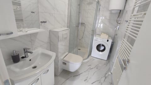 Shower, Toilet, Bathroom, Bath, towels, washing machine