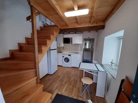 Kitchen or kitchenette, minibar, stove, toaster, washing machine