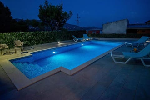 Night, Natural landscape, Pool view, Swimming pool, sunbed