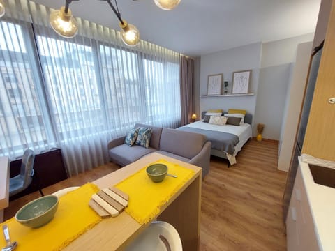 Bed, TV and multimedia, Living room, Photo of the whole room, Seating area, Dining area, Bedroom