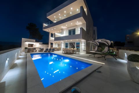 Night, Pool view, Swimming pool