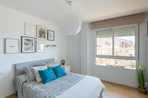 Bed, Bedroom, City view