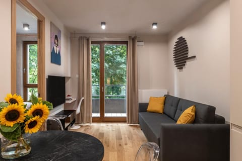 Bed, Living room, Seating area