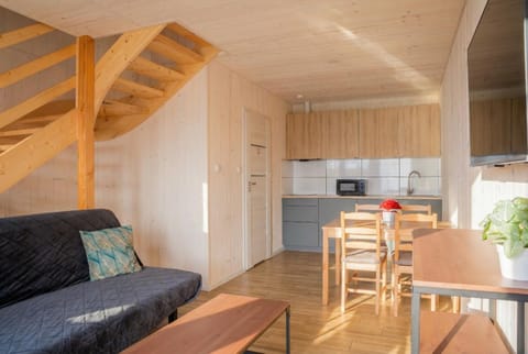 Kitchen or kitchenette, Living room, Seating area, Dining area