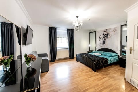 Bed, TV and multimedia, Living room, Photo of the whole room, Seating area, Bedroom