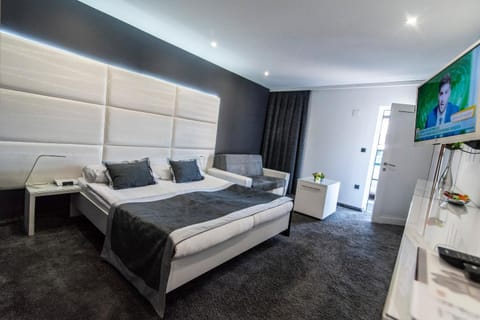 Bed, TV and multimedia, Seating area, Bedroom