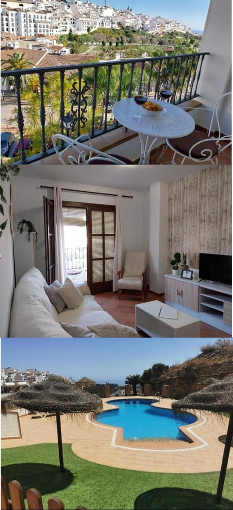 Property building, Natural landscape, View (from property/room), Balcony/Terrace, Living room, Pool view, Swimming pool