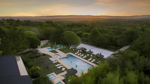 Off site, Bird's eye view, Garden, Swimming pool, Sunset