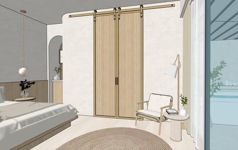 Shower, Bed, Bathroom, Photo of the whole room, Bedroom, towels