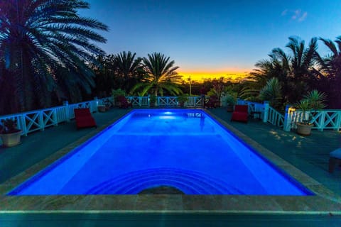 Natural landscape, Pool view, Swimming pool, Sunset, sunbed