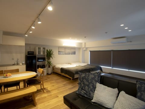 Bed, TV and multimedia, Kitchen or kitchenette, Living room, Photo of the whole room, Bedroom, air conditioner