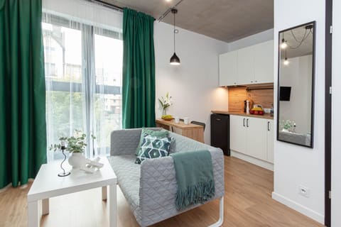 Kitchen or kitchenette, Living room, Seating area, stove