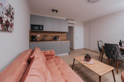 Kitchen or kitchenette, Living room, Seating area