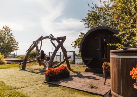 Natural landscape, Garden, Sauna, Lake view