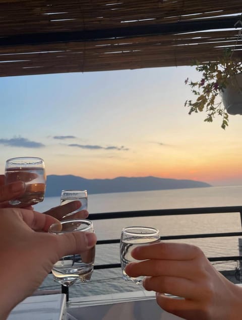 Natural landscape, View (from property/room), Balcony/Terrace, Food and drinks, Sea view, Drinks, Alcoholic drinks, Sunrise, Sunset