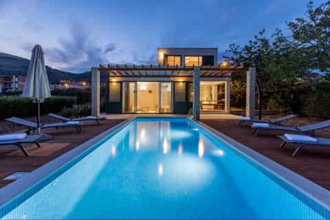 Property building, Swimming pool, Sunset