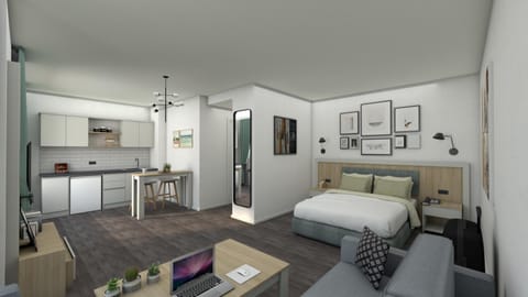 Kitchen or kitchenette, Living room, Photo of the whole room, Seating area, Dining area